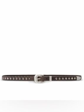 Ralph Lauren RRL | NWOT Brown Studded Leather Belt with Silver Buckle